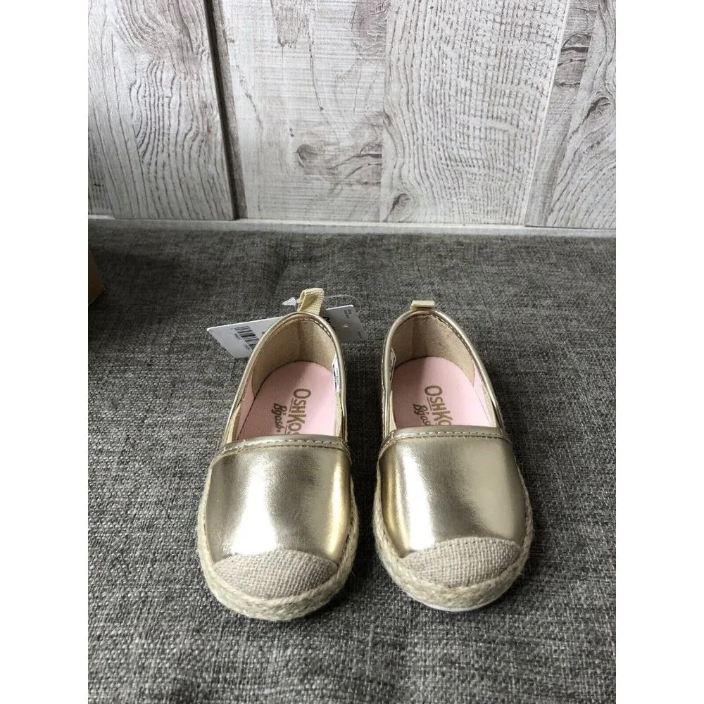 Osh Kosh B Gosh Girls Shoes Size 4 Toddlers Gold Shiny Belle Slip On Casual